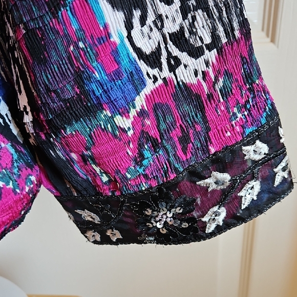 Alberto Makali Women's Vibrant Top with Embroidery and Sequin Detail - Picture 3 of 7